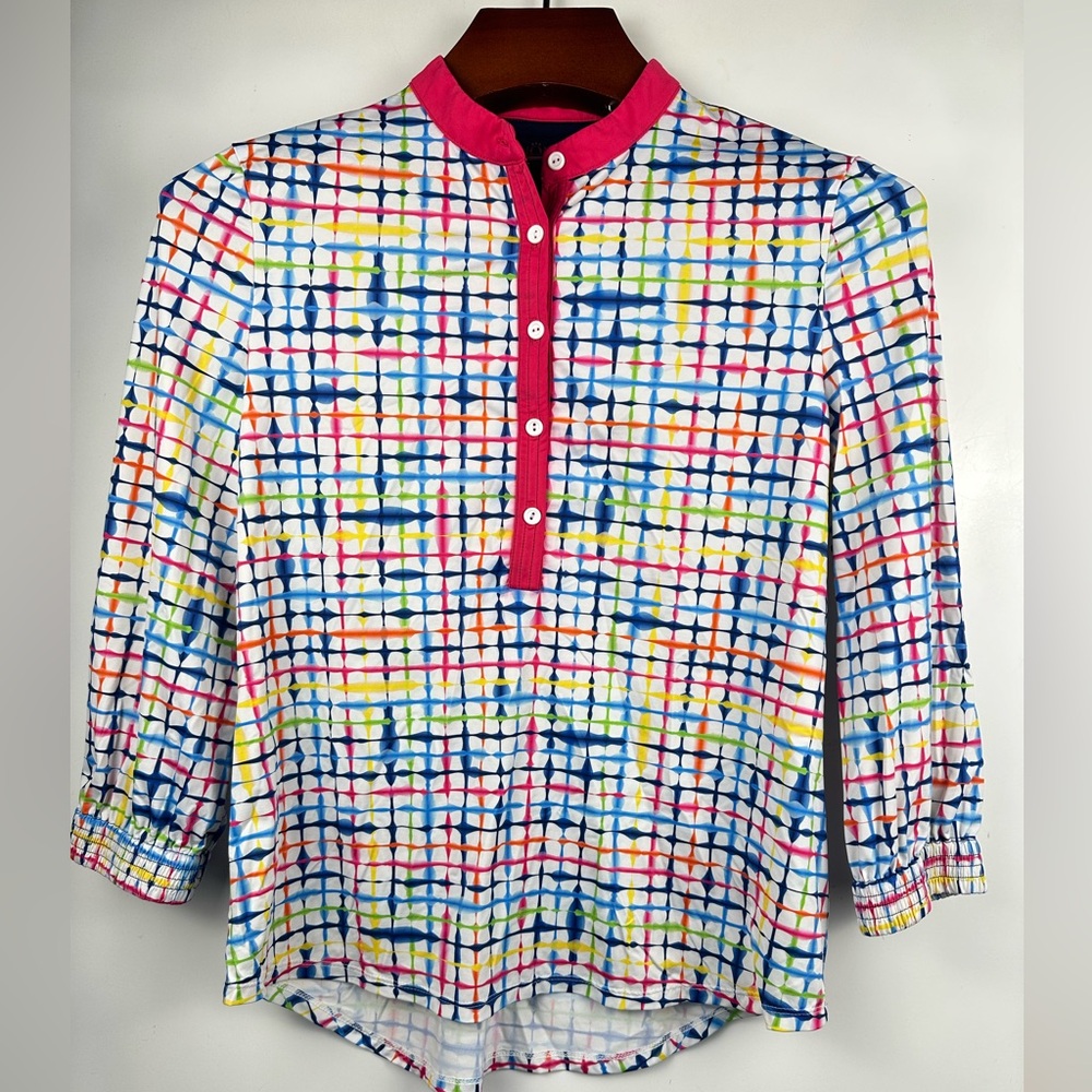 Kinöna Golf Women’s Shirt XS Italian Fabric 1/4 Zipper 3/4 Sleeve $119